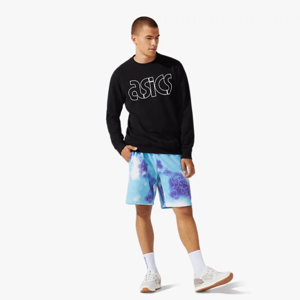 ASICS Black Terry Crewneck Sportstyle logo Sweatshirt - Picture 5 of 7